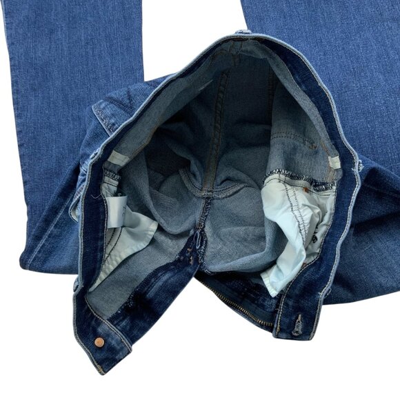 Mother The Weekender Fray Jean 27 Teaming Up Blue Mid Rise Flare Leg Zip Fly - Picture 6 of 14